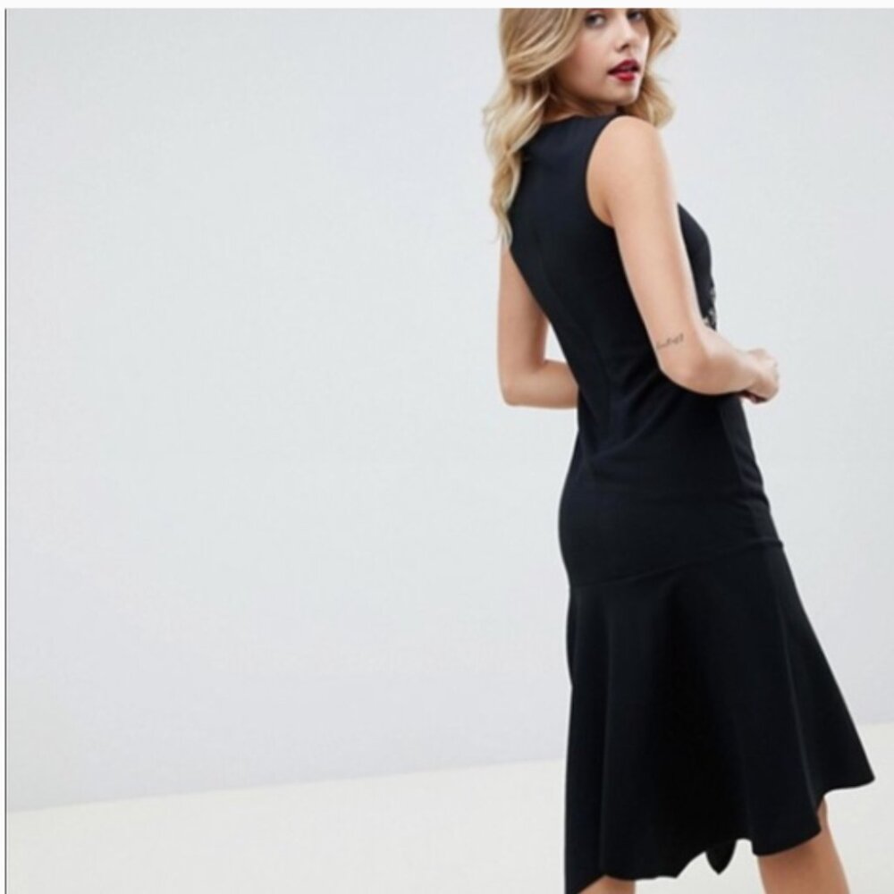 ASOS Black Asymmetrical Midi Dress